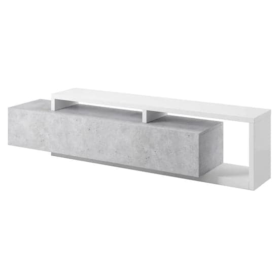 Modern Concrete Grey Wooden TV Stand with 1 Drawer for Organized Living Room