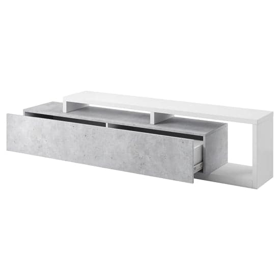 Modern Concrete Grey Wooden TV Stand with 1 Drawer for Organized Living Room