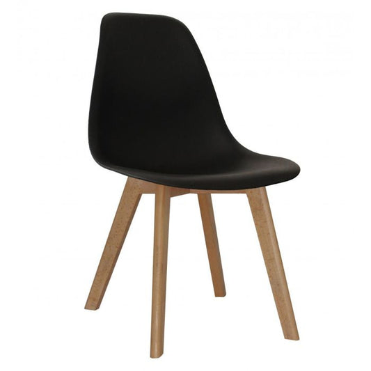 Lynton Black Plastic Dining Chairs Set of 4 with Solid Beech Legs - Ergonomic & Stylish