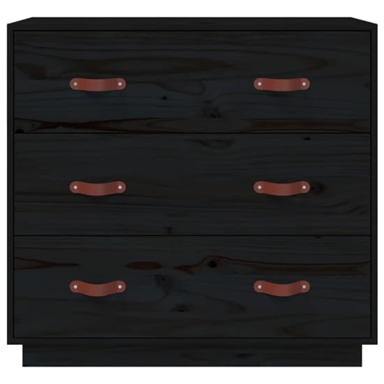 Belint Solid Pine Wood Chest Of 3 Drawers In Black