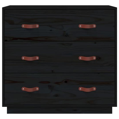 Belint Solid Pine Wood Chest Of 3 Drawers In Black