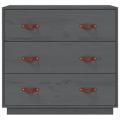 Belint Solid Pine Wood Chest Of 3 Drawers In Grey