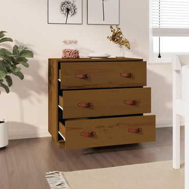 Belint Solid Pine Wood Chest Of 3 Drawers In Honey Brown