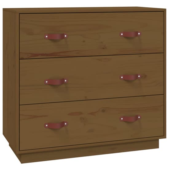 Belint Solid Pine Wood Chest Of 3 Drawers In Honey Brown