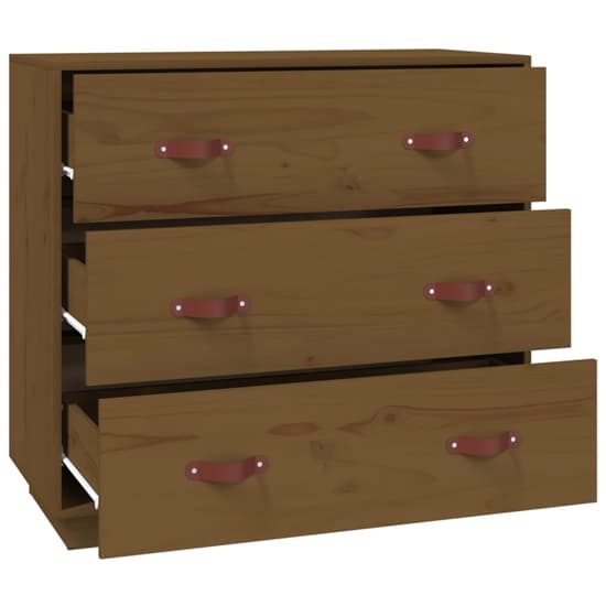 Belint Solid Pine Wood Chest Of 3 Drawers In Honey Brown