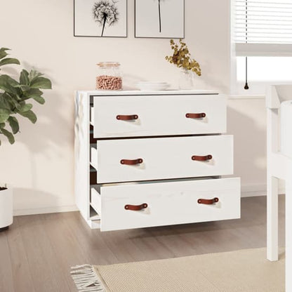 Belint Solid Pine Wood Chest Of 3 Drawers In White