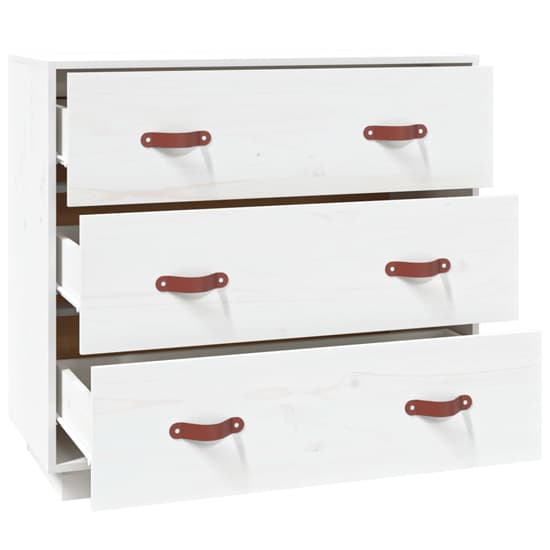 Belint Solid Pine Wood Chest Of 3 Drawers In White