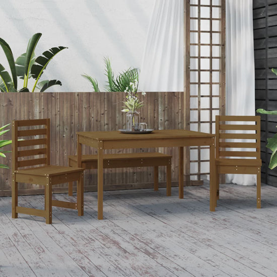 Belton Solid Wood Pine 4 Piece Garden Dining Set In Honey Brown