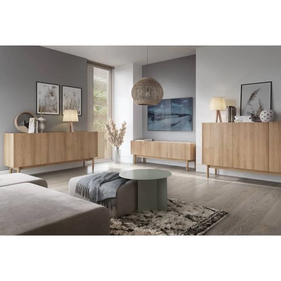 Belton Wooden Sideboard Large With 3 Doors In Riviera Oak