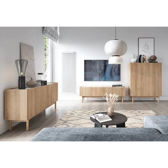 Belton Wooden Sideboard Small With 3 Doors In Riviera Oak