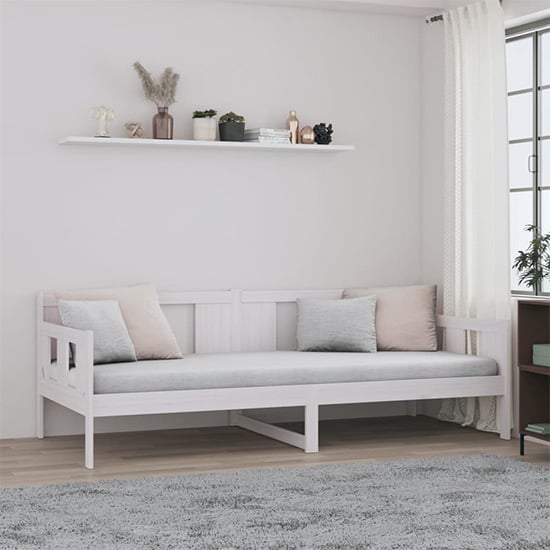 FURCO Bente White Solid Pinewood Day Bed - Versatile Sofa & Bed Combo