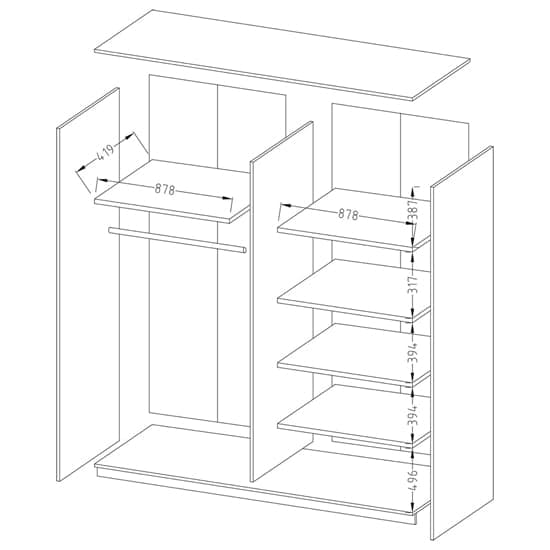 Biella Wooden Wardrobe Sliding 2 Doors 180cm In Matt Black