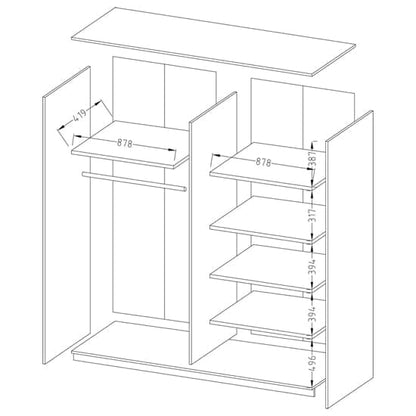 Biella Wooden Wardrobe Sliding 2 Doors 180cm In Matt Black