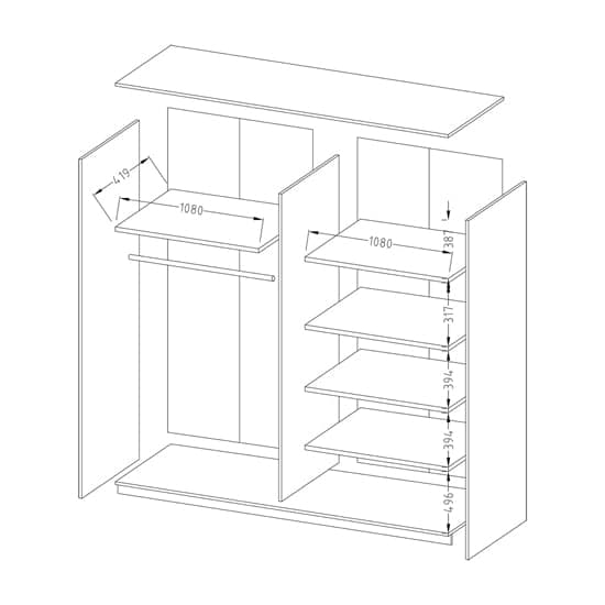 Biella Wooden Wardrobe Sliding 2 Doors 221cm In Matt Black