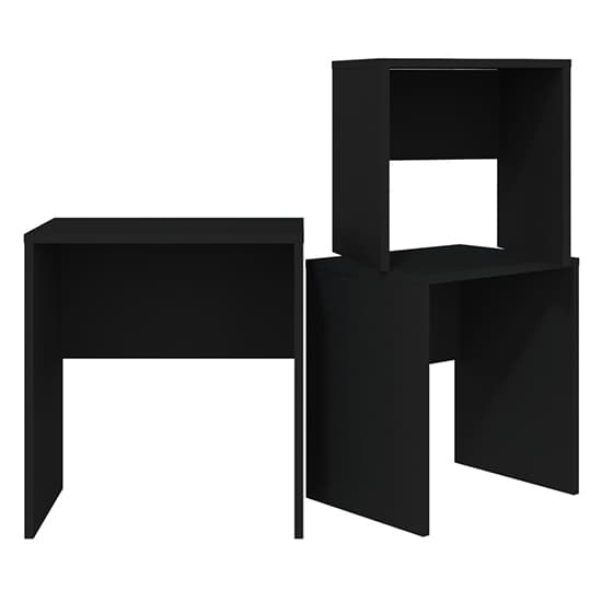 Bienne Black Nesting Tables Set of 3 – Versatile Wooden Coffee Tables for Living Room and Office