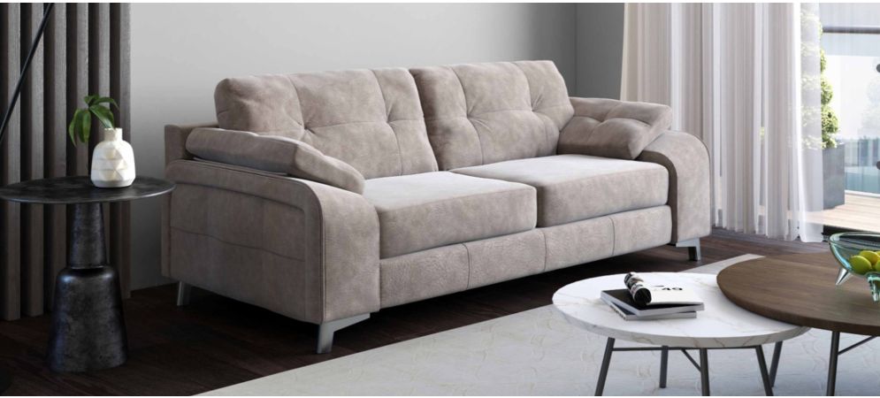 Beige 3 + 2 Fabric Sofa Set with Chrome Legs - Durable Hardwood Frame, Multiple Combinations Available