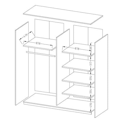 Biloxi 180cm Mirrored Sliding Wardrobe | Monastery Oak | Mirror | 2 Doors | 180cm