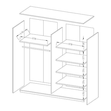 Biloxi 200cm Mirrored Sliding Wardrobe | Monastery Oak | Mirror | 2 Doors | 200cm