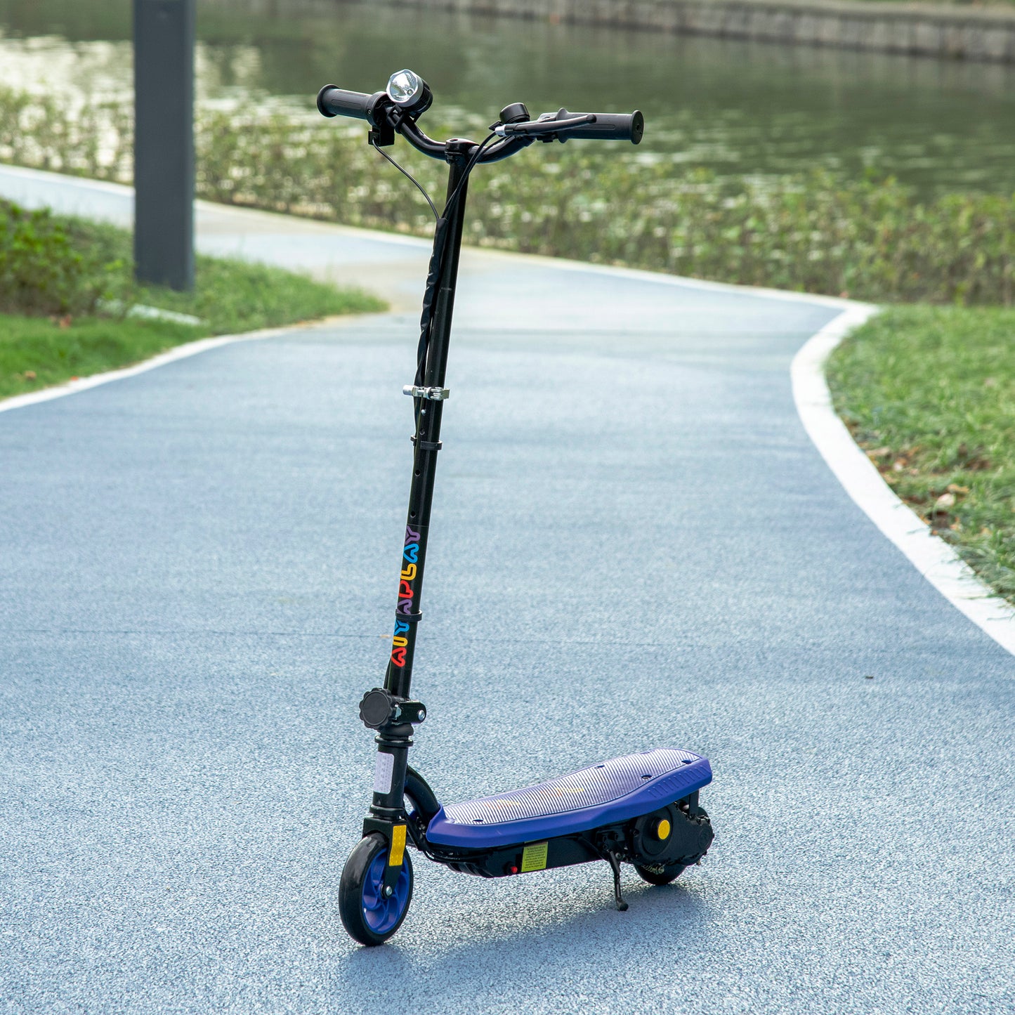 HOMCOM oldable Electric Scooter, with LED Headlight, for Ages 7-14 Years - Blue