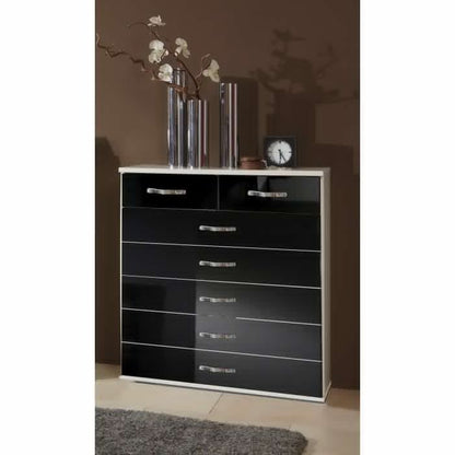 Tiya 2+5 Drawer Gloss Storage Chest - White & Black