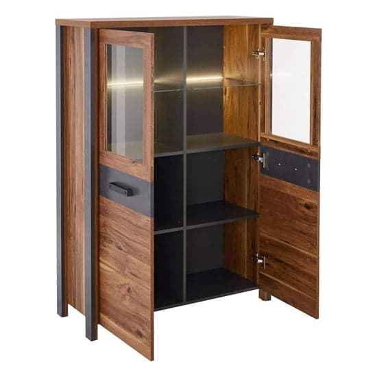 Blois Wooden Display Cabinet 2 Doors In Royal Oak With LED