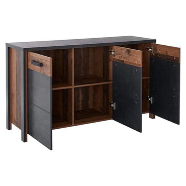 Blois Wooden Sideboard With 3 Doors In Matera Oak And LED