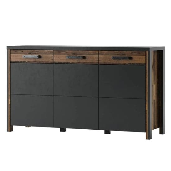 Blois Wooden Sideboard With 3 Doors In Matera Oak And LED