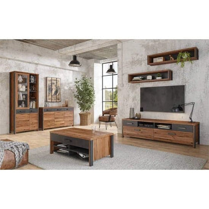 Blois Wooden Sideboard With 3 Doors In Royal Oak And LED