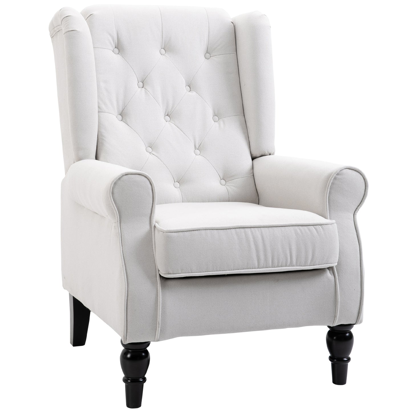 HOMCOM ingback Accent Chair, Retro Upholstered Button Tufted Occasional Chair for Living Room and Bedroom, Cream White