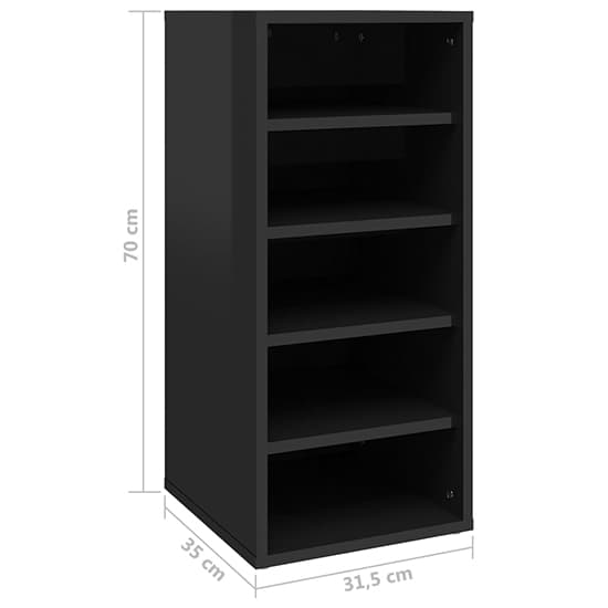 FURCO Black High Gloss Shoe Storage Rack with 5 Shelves - Durable and Stylish Organizer for Bedroom and Hallway