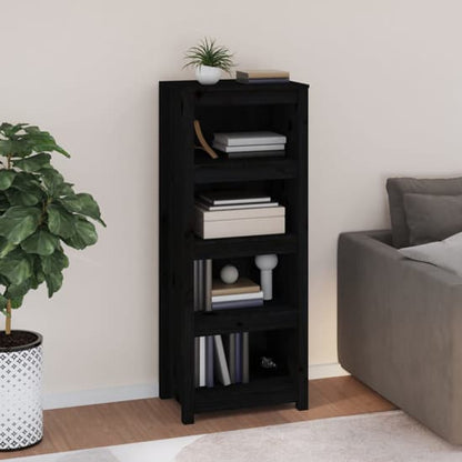 Black Pinewood Bookcase with 3 Shelves for Modern Home Decor