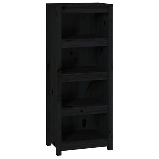 Black Pinewood Bookcase with 3 Shelves for Modern Home Decor