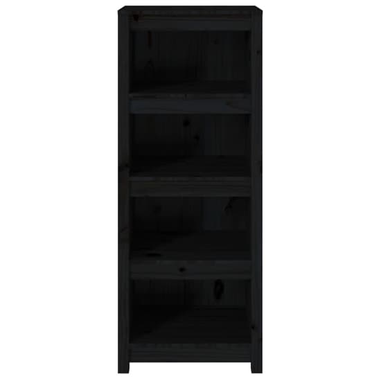 Black Pinewood Bookcase with 3 Shelves for Modern Home Decor