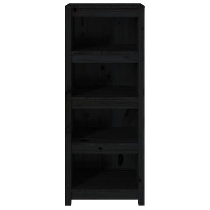 Black Pinewood Bookcase with 3 Shelves for Modern Home Decor