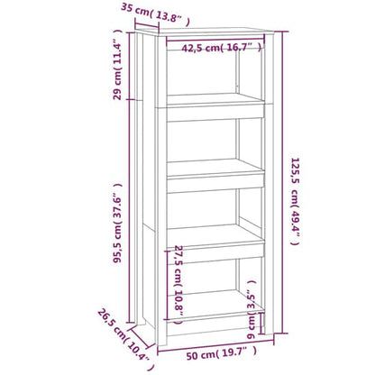 Black Pinewood Bookcase with 3 Shelves for Modern Home Decor