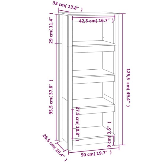 Brown Pinewood Bookcase with 3 Shelves for Home and Office Storage