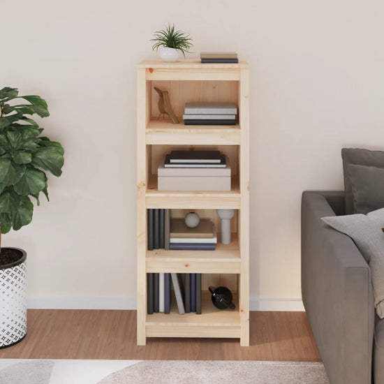 Brown Pinewood Bookcase with 3 Shelves for Home and Office Storage