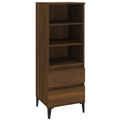 Brown Oak Wooden Bookcase with 2 Drawers and Open Shelving for Home and Office