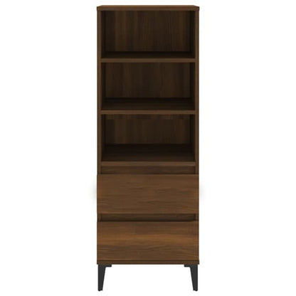 Brown Oak Wooden Bookcase with 2 Drawers and Open Shelving for Home and Office