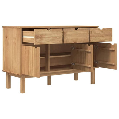 Bridie Pinewood Sideboard With 3 Doors 3 Drawers In Brown