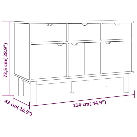 Bridie Pinewood Sideboard With 3 Doors 3 Drawers In Brown