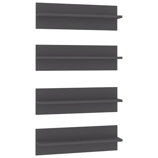 FURCO Bryce Set of 4 Grey High Gloss Wall Shelves for Home Decor