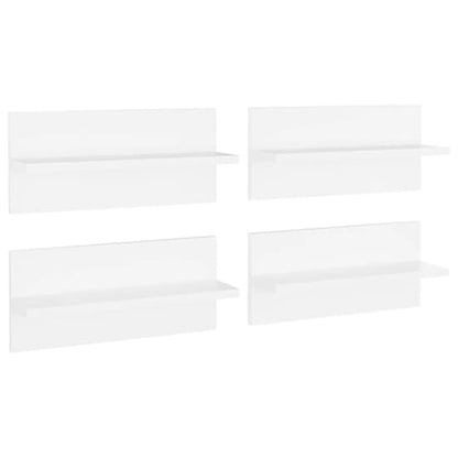 Set of 4 White Wooden Wall Shelves by FURCO - Modern Storage Solution for Home Decor