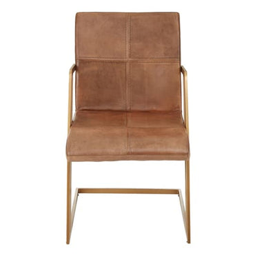 Australis Brown Leather Dining Chairs With Iron Frame In A Pair