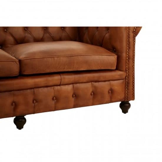 Australis Upholstered Leather 3 Seater Sofa In Brown