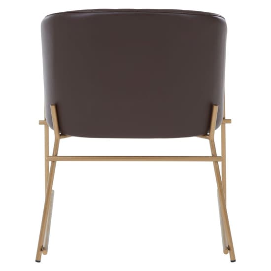 Bunda Faux Leather Dining Chair With Brass Frame In Brown