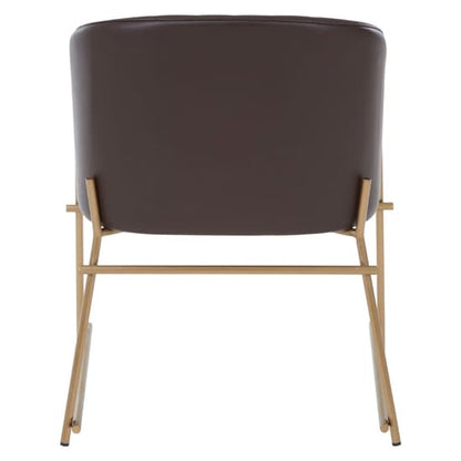 Bunda Faux Leather Dining Chair With Brass Frame In Brown