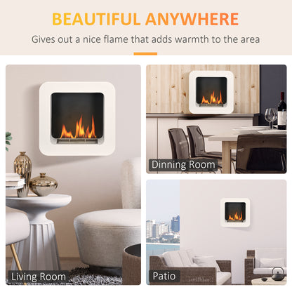 HOMCOM all Mounted Ethanol Fireplace, Bioethanol Heater Stove Fire with 1L Tank, 2.5 Hour Burning Time, White