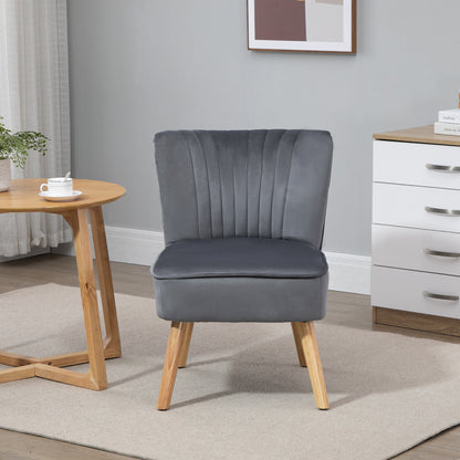 HOMCOM elvet Accent Chair Occasional Tub Seat Padding Curved Back with Wood Frame Legs Home Furniture Set of 2 Grey