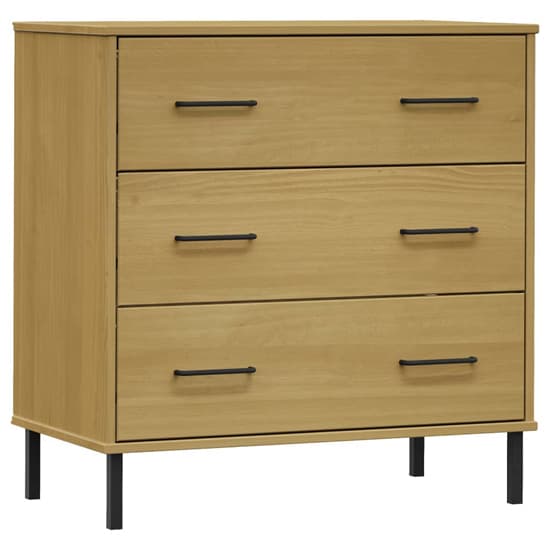 Byron Solid Pine Wood Chest Of 3 Drawers In Brown